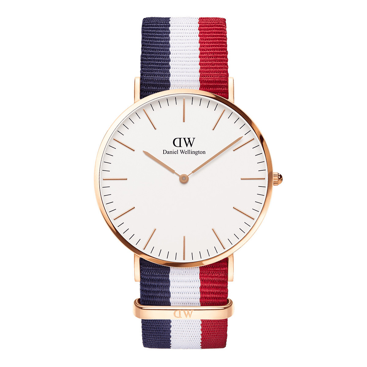dw女表 36mm红白蓝尼龙表带石英手表