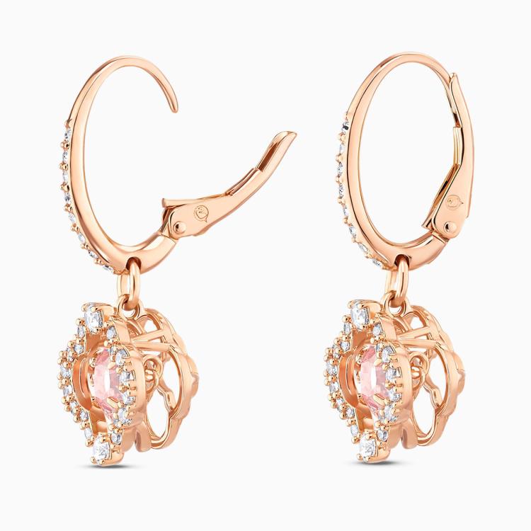 施华洛世奇 跳动的心系列 粉色四叶草花朵耳环耳钉耳饰