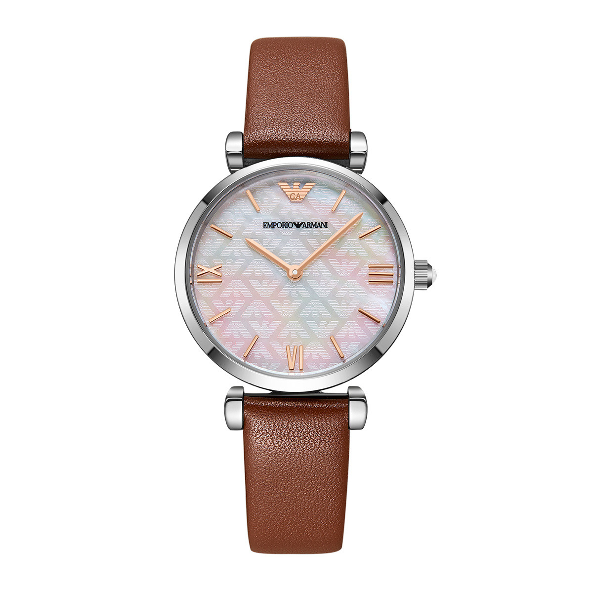 【两年保修】阿玛尼女表 贝母表盘时尚皮带石英腕表ar1988