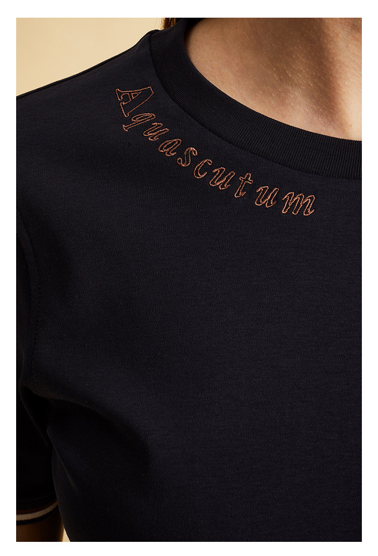 雅格狮丹全棉logo绣花女士t恤logo-embroidered cotton tee