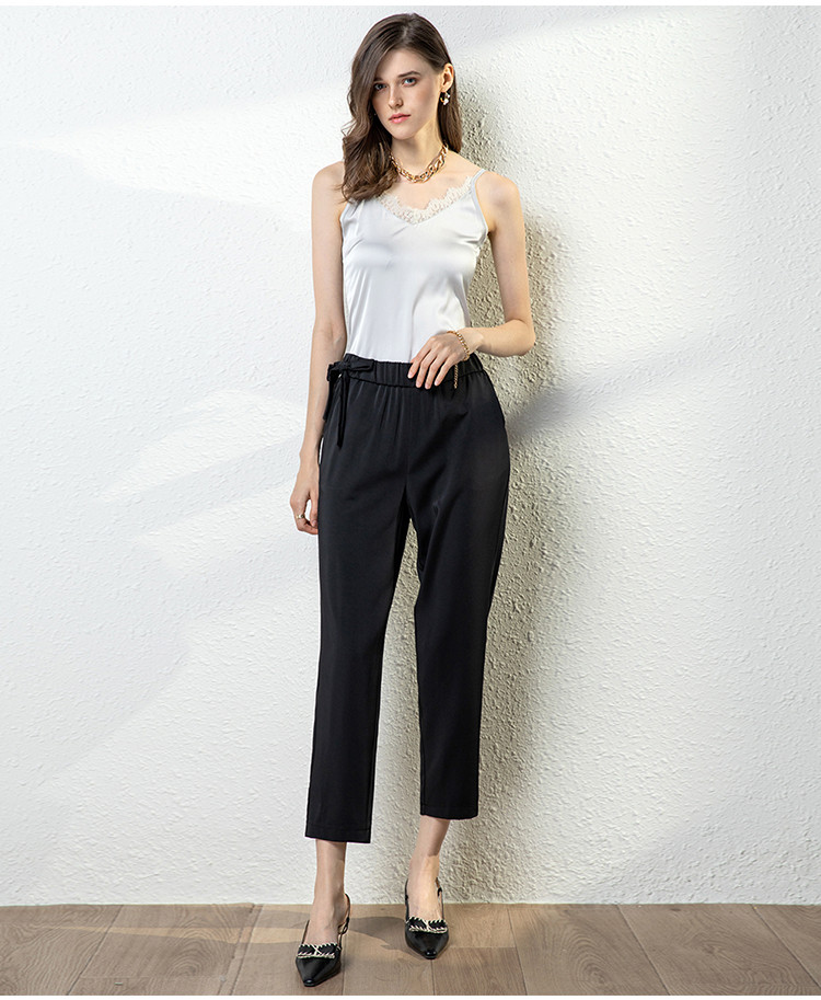 女士休闲裤宽松秋冬季百搭时尚简约韩版商务女式中腰长裤子潮