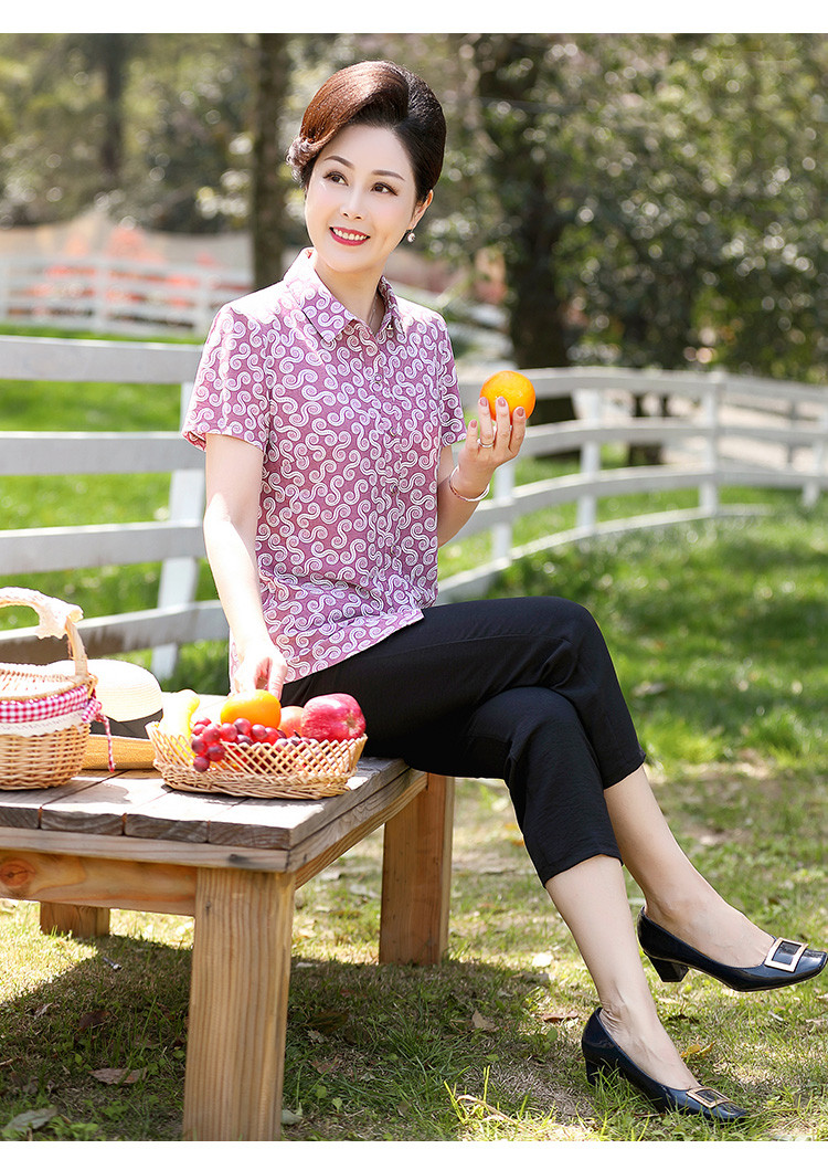奶奶装夏季套装短款冰丝小衫老太太两件套中老年女装薄款套装高贵