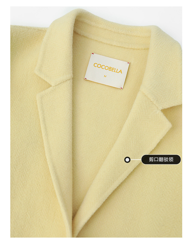 香草黄手工双面羊毛短款大衣女休闲毛呢外套ct1226