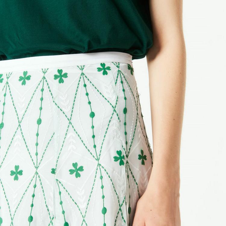 SANDRO 女士四叶草清新刺绣百褶半身裙