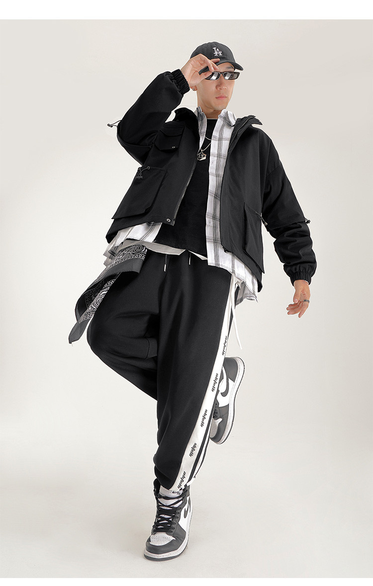 拉夏贝尔男装男士休闲外套连帽秋季中青年宽松百搭简约男式夹克潮