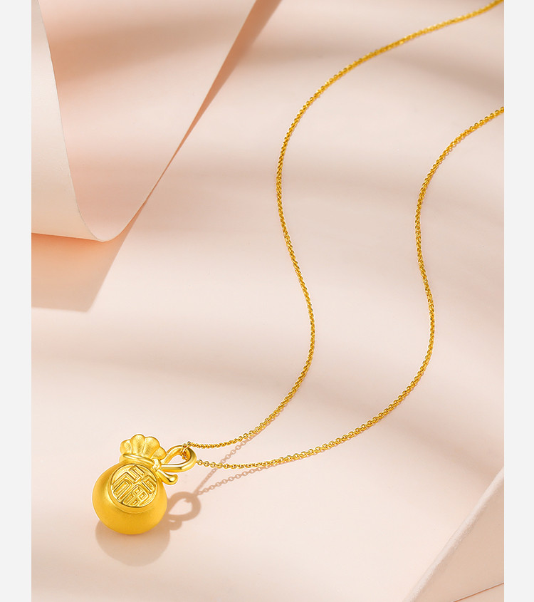 【新年礼物】周六福黄金吊坠5d硬金挂坠女福袋转运珠首饰