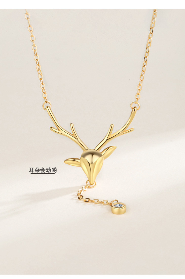 【清仓】一鹿有你【鹿头镶锆吊坠】s925银锁骨链毛衣链女