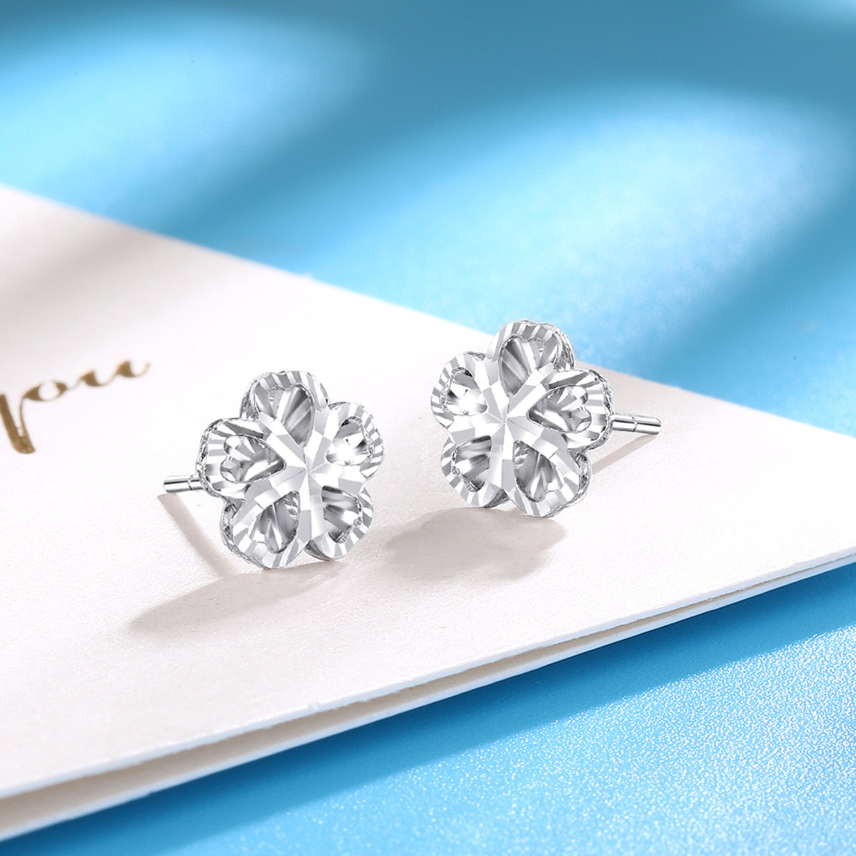 pt950铂金耳钉立体镂空花型铂金耳环白金耳钉耳环