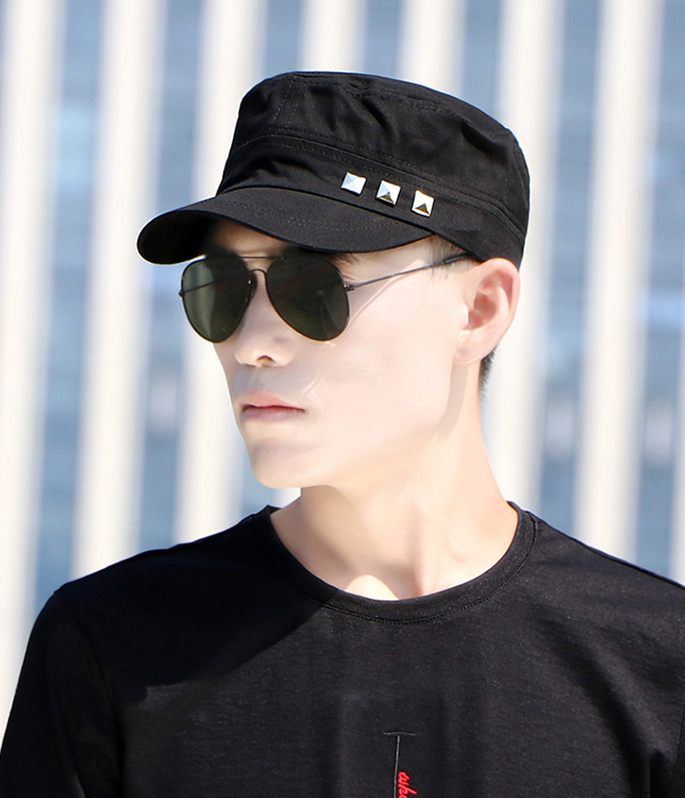 平顶帽子男士新款韩版百搭短帽檐鸭舌帽小沿棒球帽军帽男