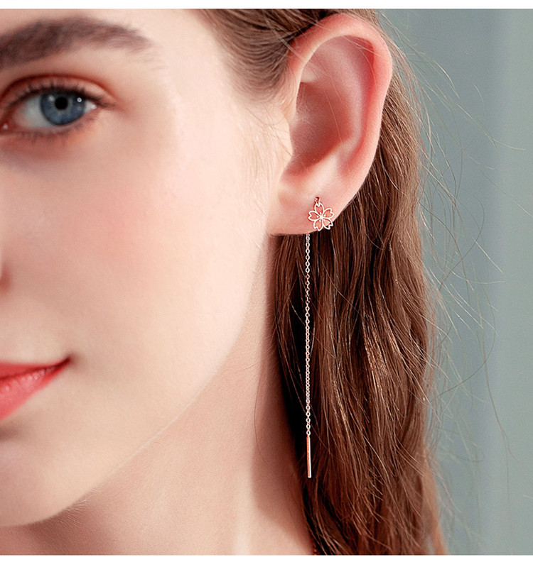 18k金花瓣耳线两戴款玫瑰金耳钉耳饰