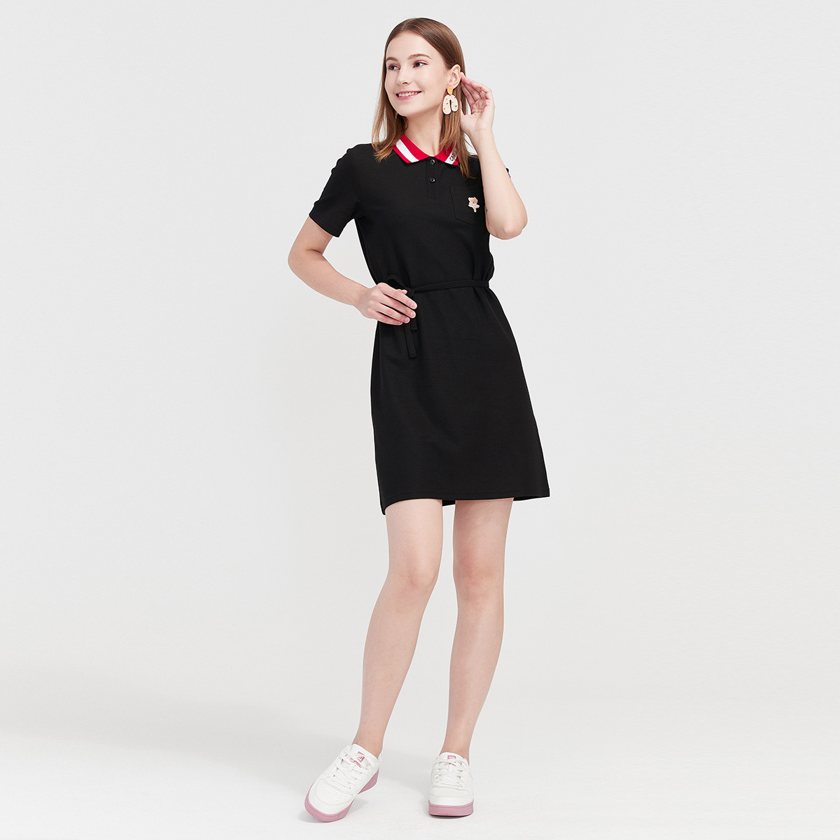 2021新品休闲潮流百搭裙子女款短袖polo衫连衣裙