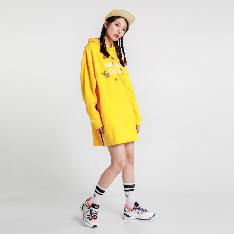 PUMA x RDET 女款纯棉保暖时尚印花长袖连帽连衣裙