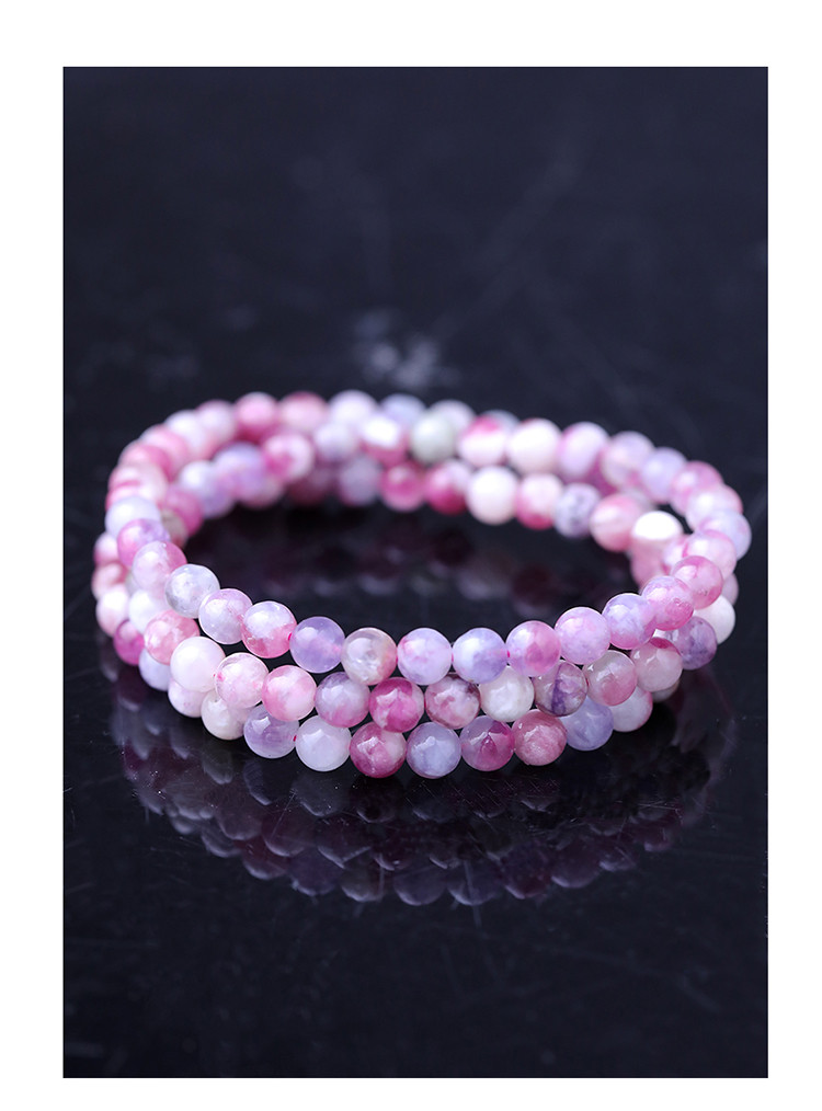 收藏级5.5mm樱花碧玺多圈手链小清新甜美配饰冰透多圈手串