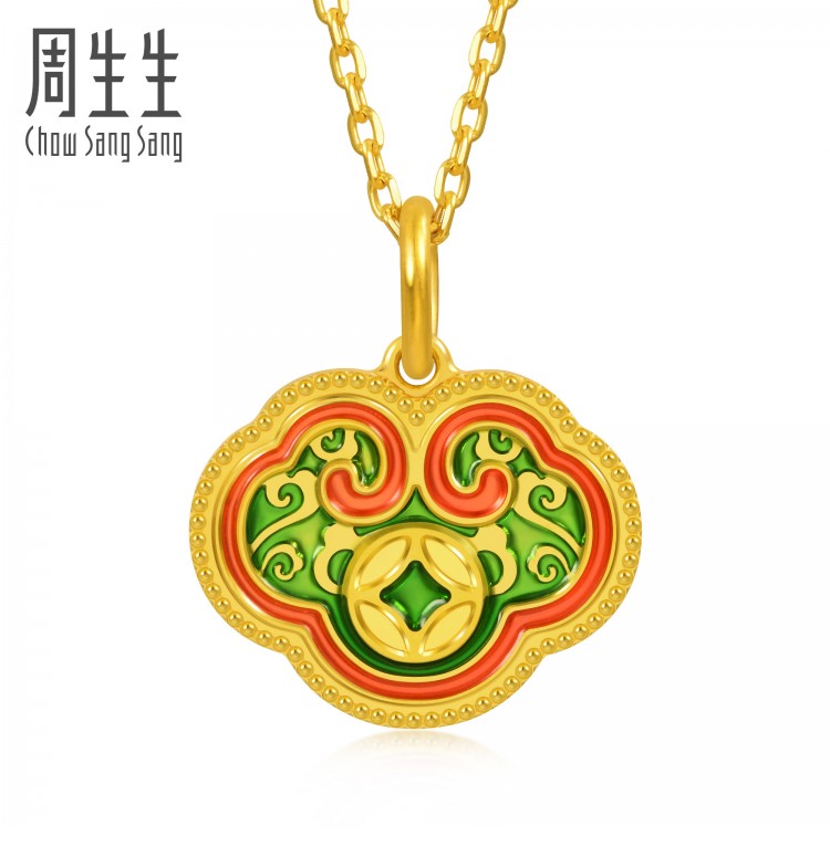 【8.5折起】黄金(足金)如意吉祥铜钱吊坠(不含项链)