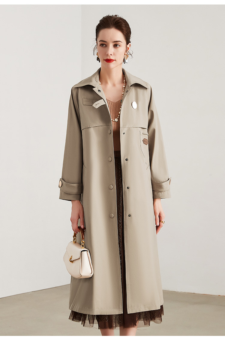 【后开叉】2021秋新款西装领含腰带宽松a字女士中长款风衣