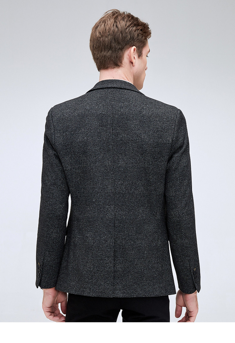 保罗贵族系列2021秋季新款针织商务休闲西服英伦风西装外套男