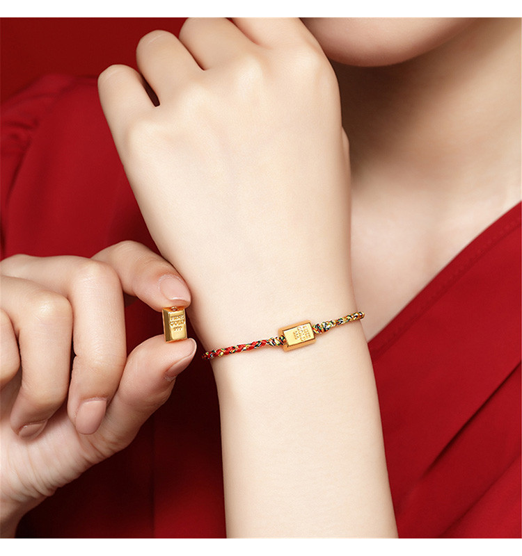 【17日早10抢先收藏】宝护小金砖黄金串珠手链手绳3d硬金