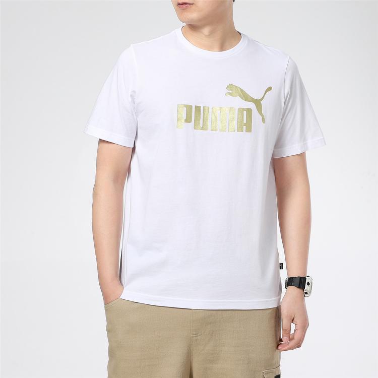 Puma 夏季款男装圆领舒适健身训练运动上衣短袖t恤 In White