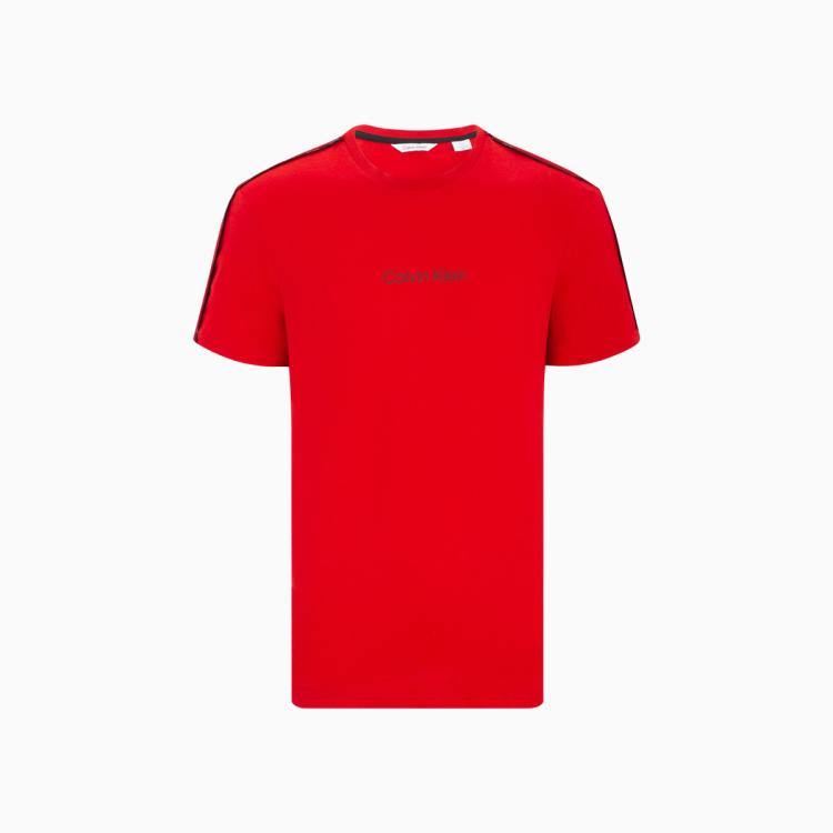 Calvin Klein Ck Jeans22春夏男士时尚圆领撞色织带简约印花短袖t恤40hc212 In Red