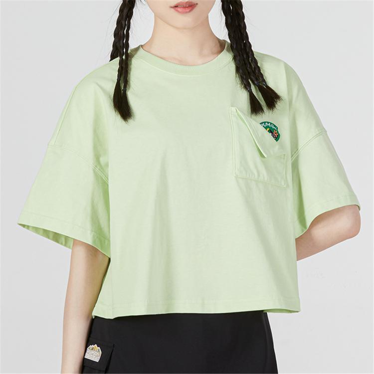 Puma 夏季圆领短袖女装上衣运动休闲舒适短款时尚女式t恤 In Green
