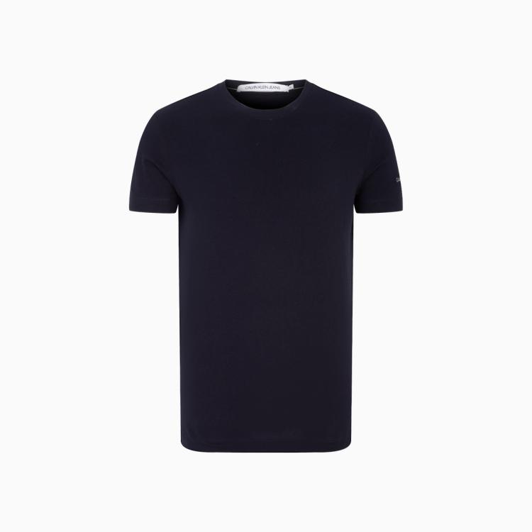 Calvin Klein Ck Jeans夏季男士简约圆领舒适纯棉撞色重叠刺绣短袖t恤zm01884 In Black