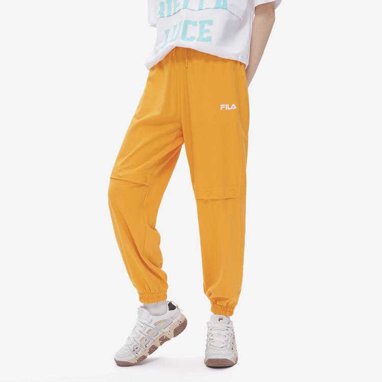 Fila 女装fusion系列宽松百搭休闲裤女式柔软舒适针织长裤 In Yellow