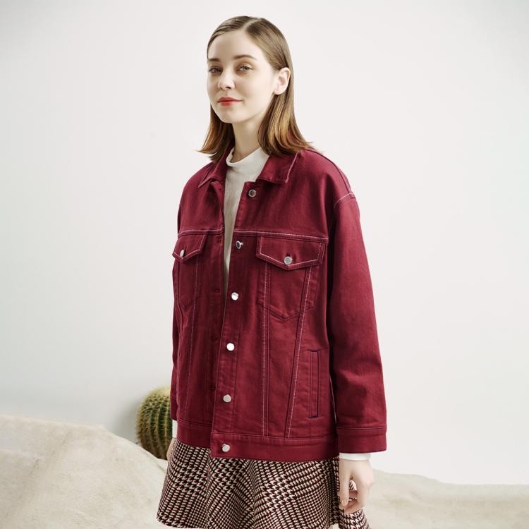 Ports 1961 Ports 宝姿女装秋冬时尚气质简约长袖牛仔夹克 In Pink