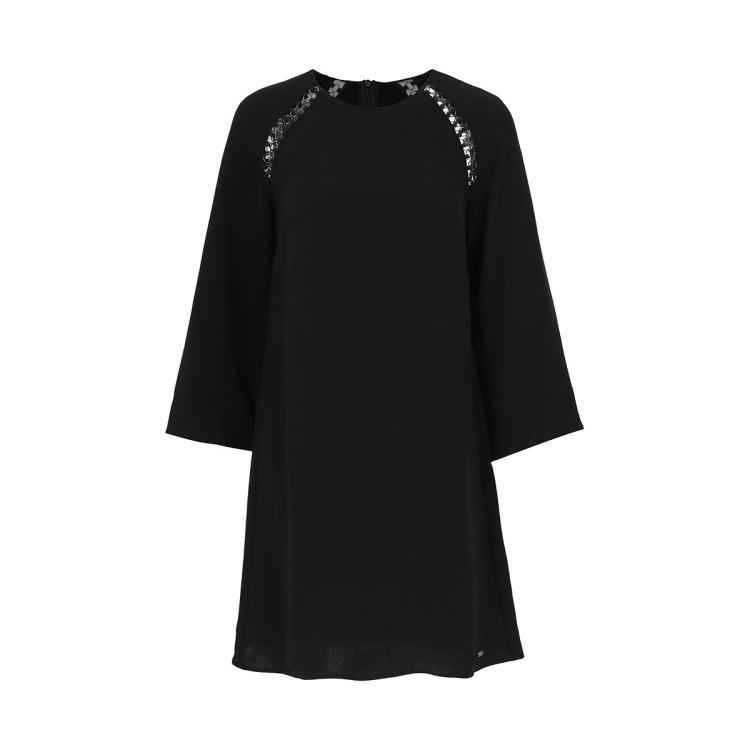 Armani Exchange 女士宽松轻薄透气有气质素雅连衣裙 In Black