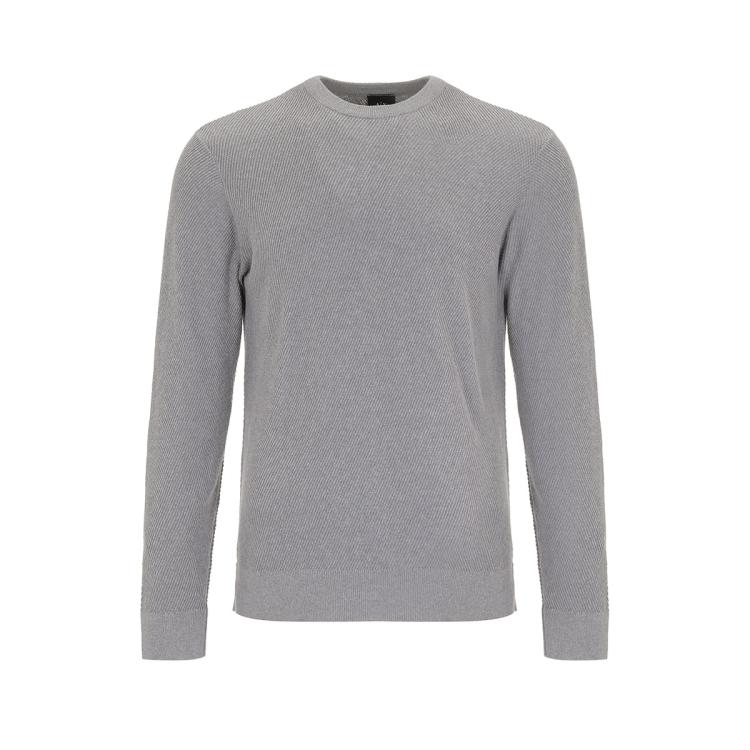 Armani Exchange 男士含棉柔软舒适简约斜纹休闲针织衫 In Gray