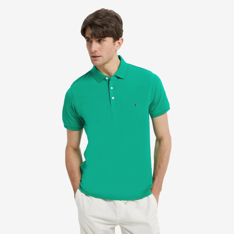 Tommy Hilfiger 男1985系列珠地网眼小绣标休闲修身polo衫17771 In Green