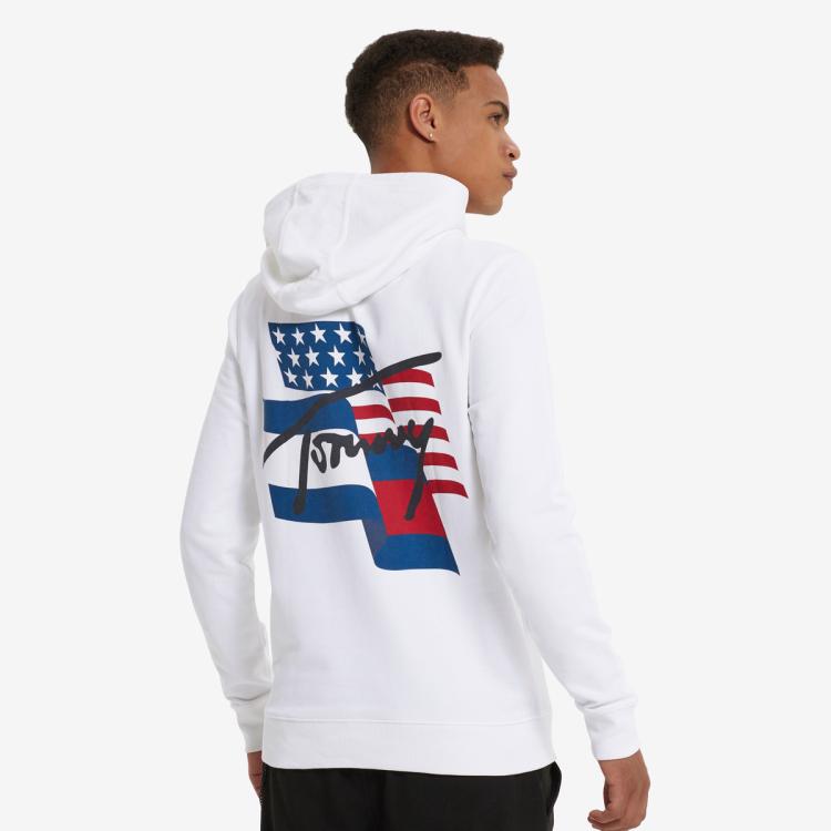 TOMMY HILFIGER Tommy 春夏男女同款时尚情侣创意印花连帽抽绳卫衣DM0DM08703