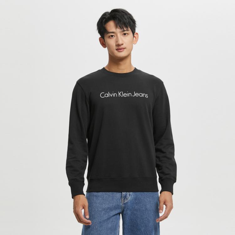 Calvin Klein Ck Jeans春秋男士时尚简约撞色印花舒适圆领针织卫衣j319914 In Black