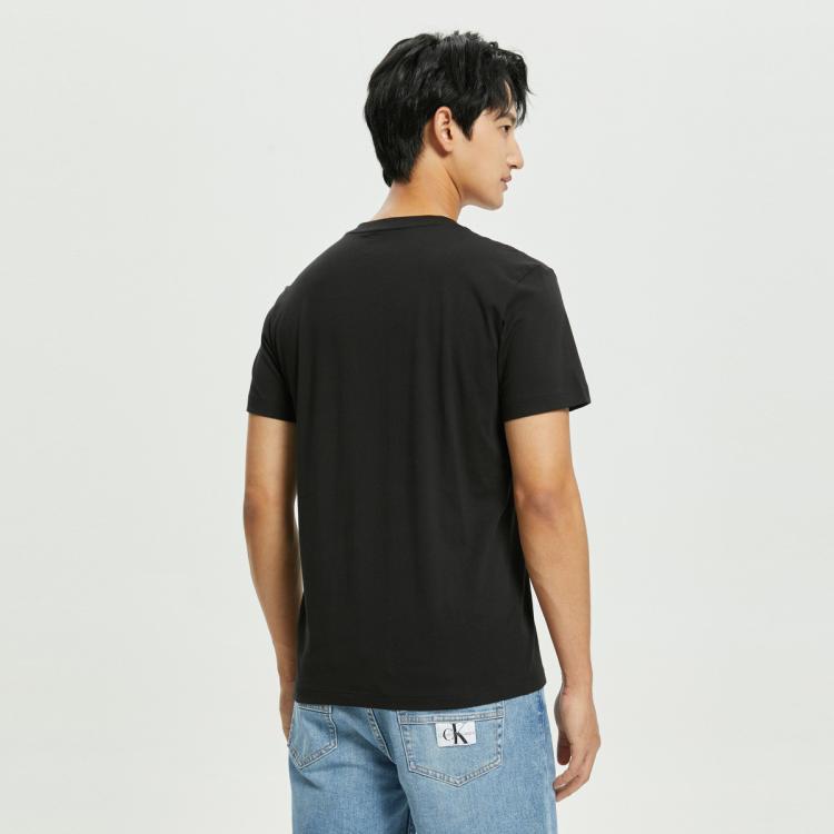 CK Jeans夏季男士休闲纯棉透气V领简约印花LOGO短袖T恤J319907
