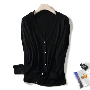 含羊毛【爆款热销】开衫经典纯色基础空调衫针织衫女上衣外套