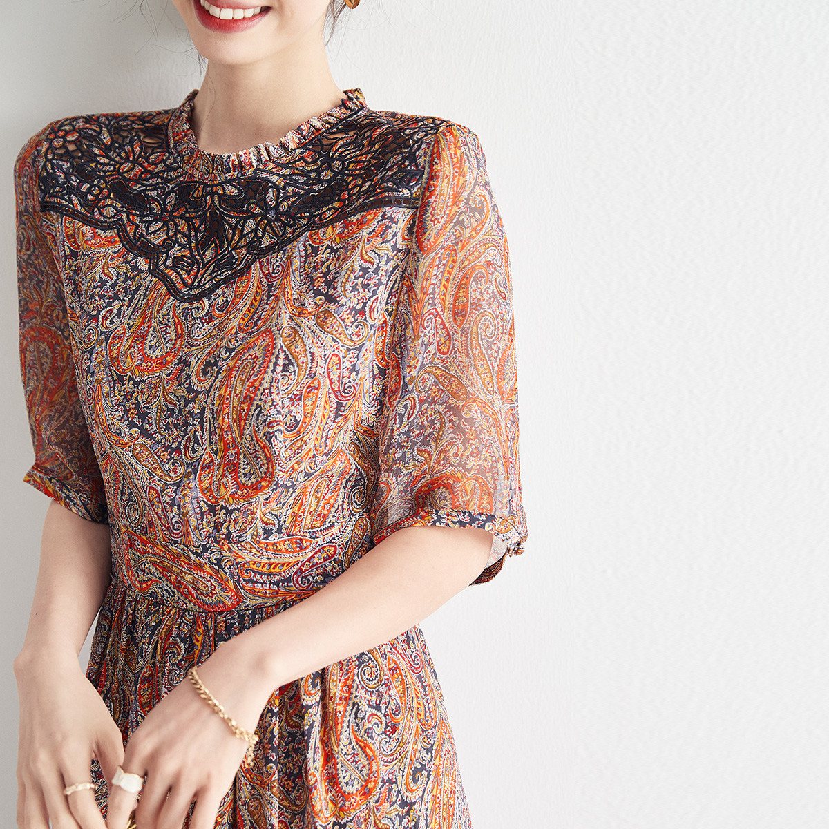 【100%桑蚕丝】新品真丝连衣裙桑蚕丝修身显瘦连衣长裙