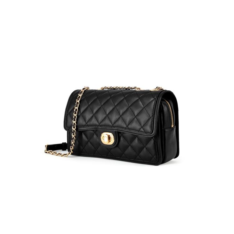 迪桑娜 【店长推荐】经典小香风菱格链条包头层牛皮单肩包