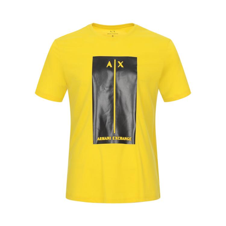 Armani Exchange 男士时尚活力百搭立休闲logo短袖t恤 In Yellow