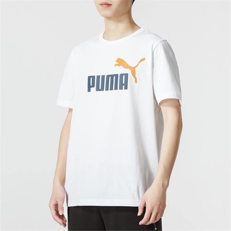 Puma 男装上衣短袖t恤圆领短袖轻盈休闲时尚运动t恤 In White