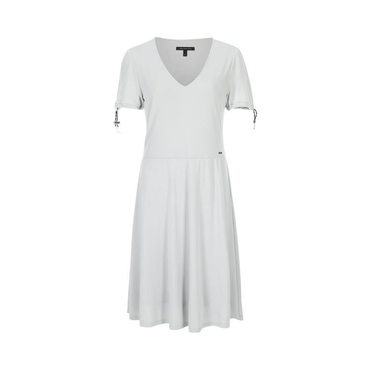 Armani Exchange 女士优雅时尚v领收腰显瘦气质短袖休闲连衣裙 In White