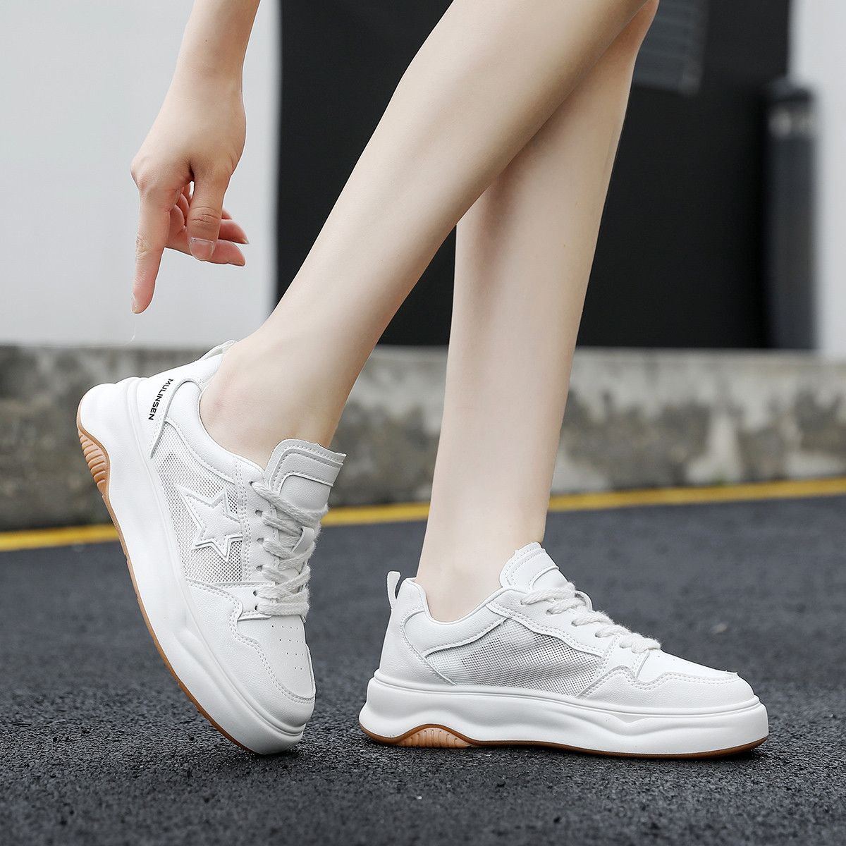 夏季网面鞋女2023新品镂空透气女板鞋休闲运动鞋百搭小白鞋女--唯品会