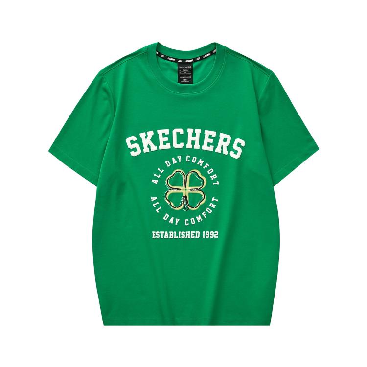 Skechers 【运动t恤】男士舒适透气针织运动短袖t恤衫夏季 In Green