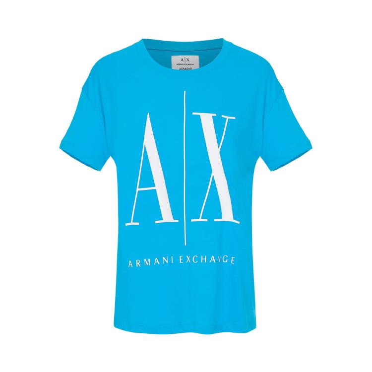 Armani Exchange 【纯棉】女士透气宽松休闲通勤字母logot恤衫 In Blue