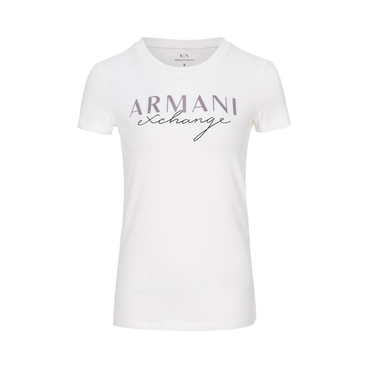 Armani Exchange 女士时髦甜美立体logo短袖t恤 In White