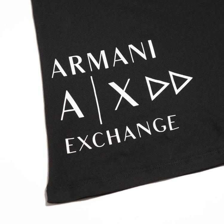 Armani Exchange 女士简约休闲印花logo短袖t恤 In Black