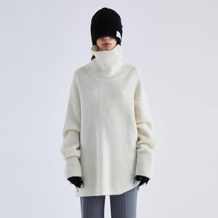 Ports 1961 Ports Pure 女装秋冬时尚舒适套头羊毛针织衫 In White