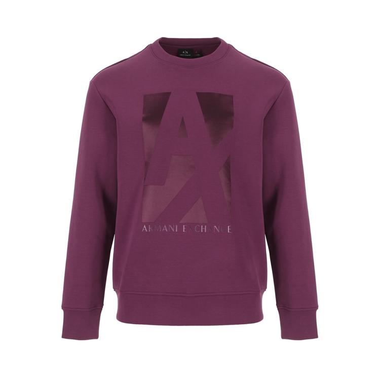 Armani Exchange 男式韩系潮酷休闲风舒适亲肤印花logo长袖圆领卫衣 In Pink