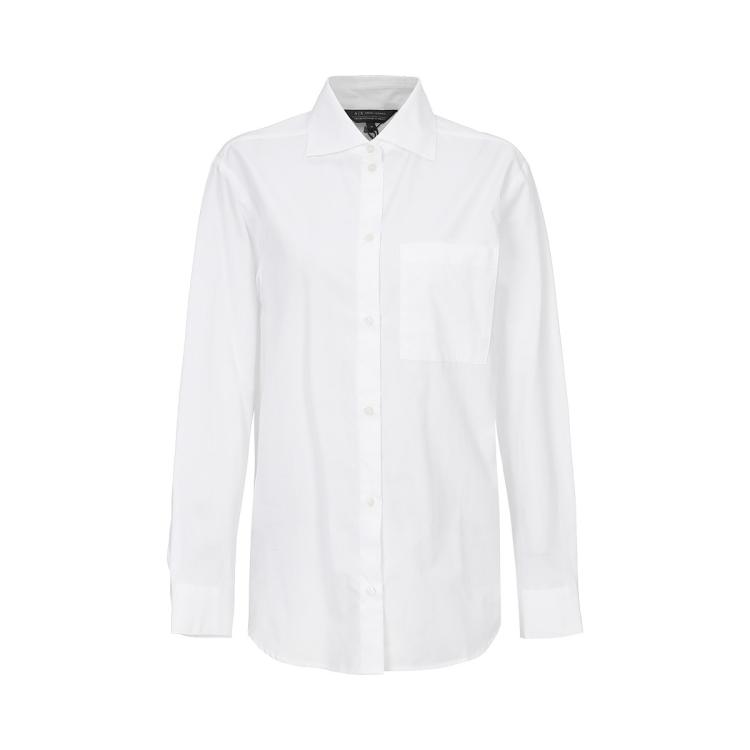 Armani Exchange 女士商务通勤百搭干练纯棉长袖衬衫 In White