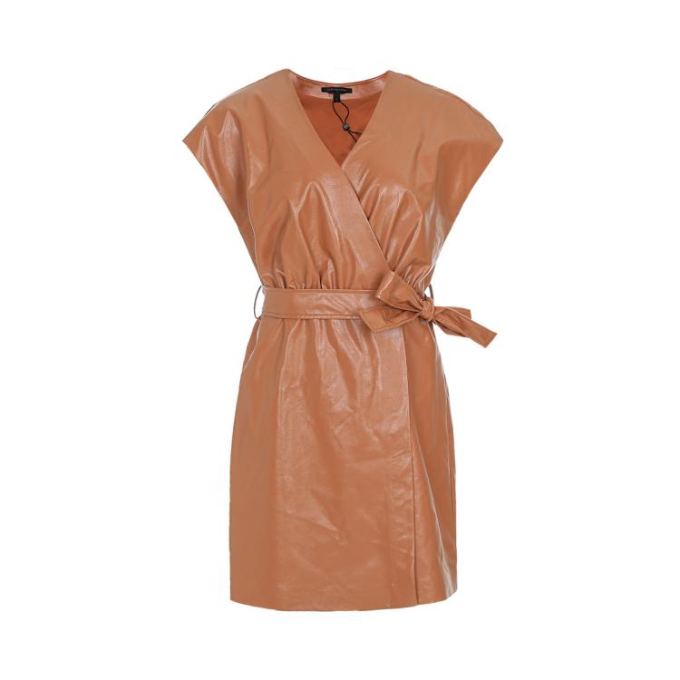 Armani Exchange 女士法式通勤收腰连衣裙 In Brown