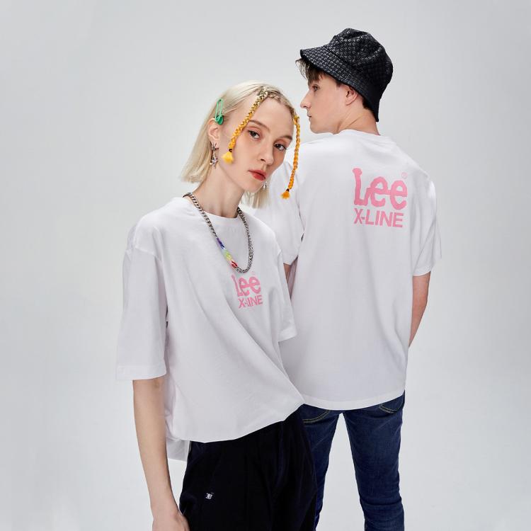 Lee Xline23春夏新品舒适版logo印花男女同款短袖t恤 In Gray