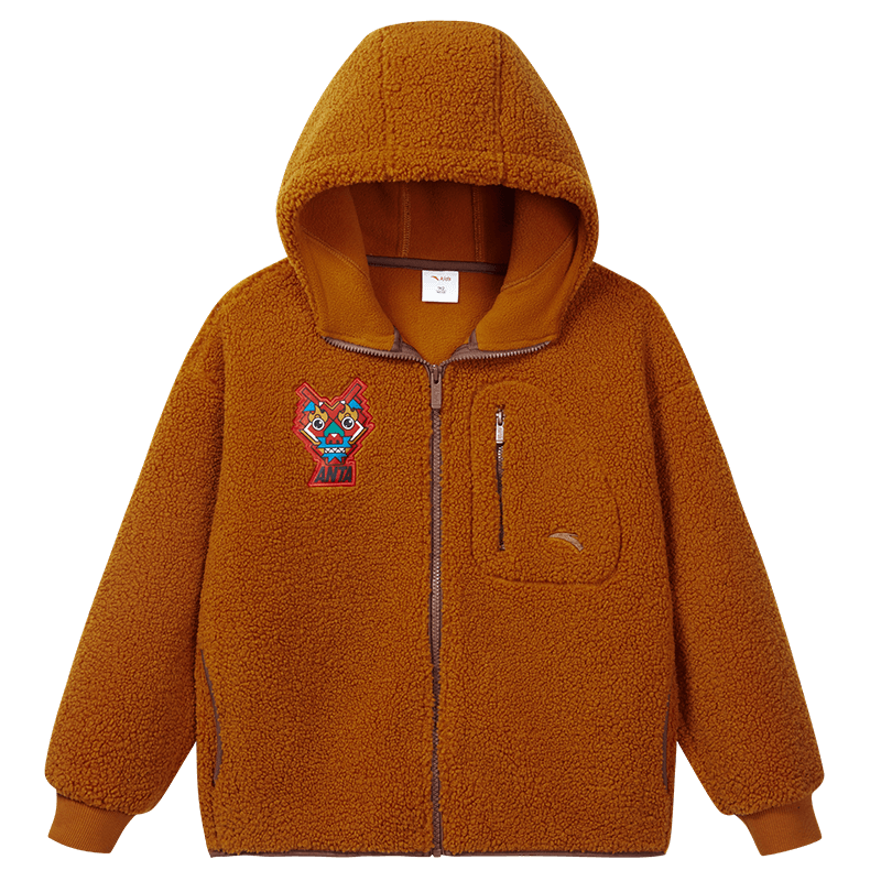 安踏 亲子装羊羔绒外套冬装男童加绒外套保暖御寒女童摇粒绒外套安踏    87元（超V会员价）